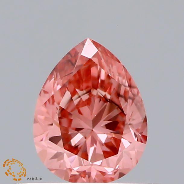 0.49Ct Vivid Pink SI1 IGI Certified Pear Lab Grown Diamond
