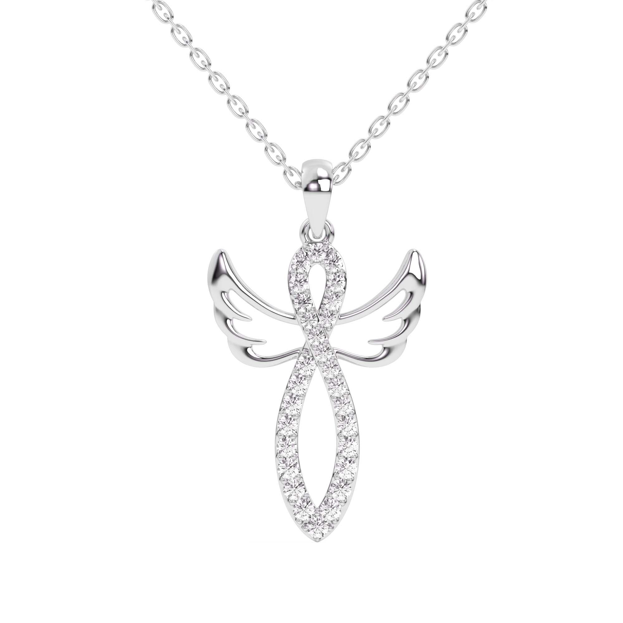 White Gold Angel Pendant Necklace