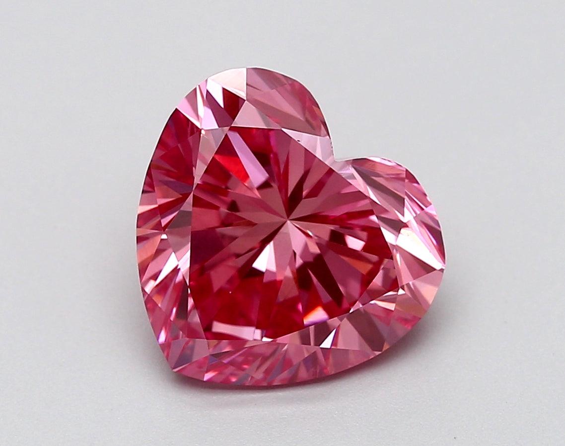 3.3Ct Vivid Pink SI1 IGI Certified Heart Lab Grown Diamond - Diamonds - gemstone - jewelry