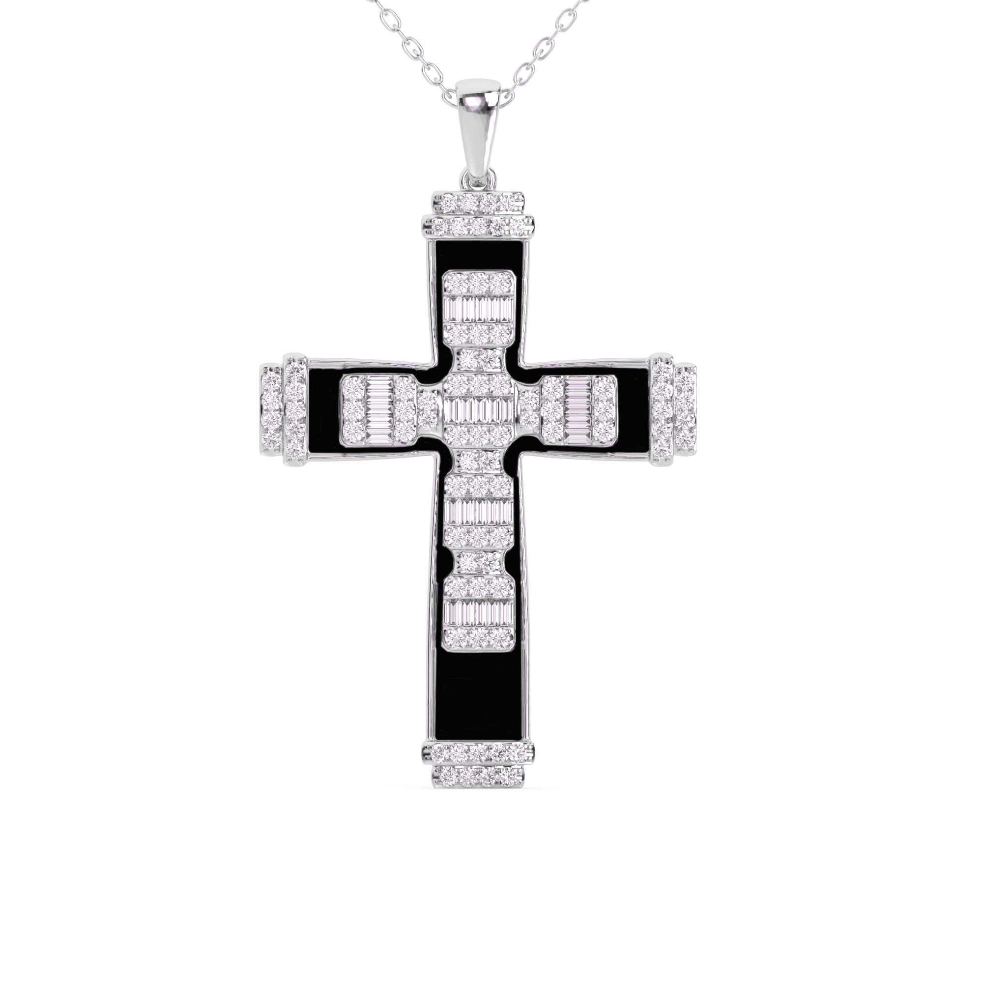 Black and White Cross Pendant 7/8Ctw - New World Diamonds - Pendant