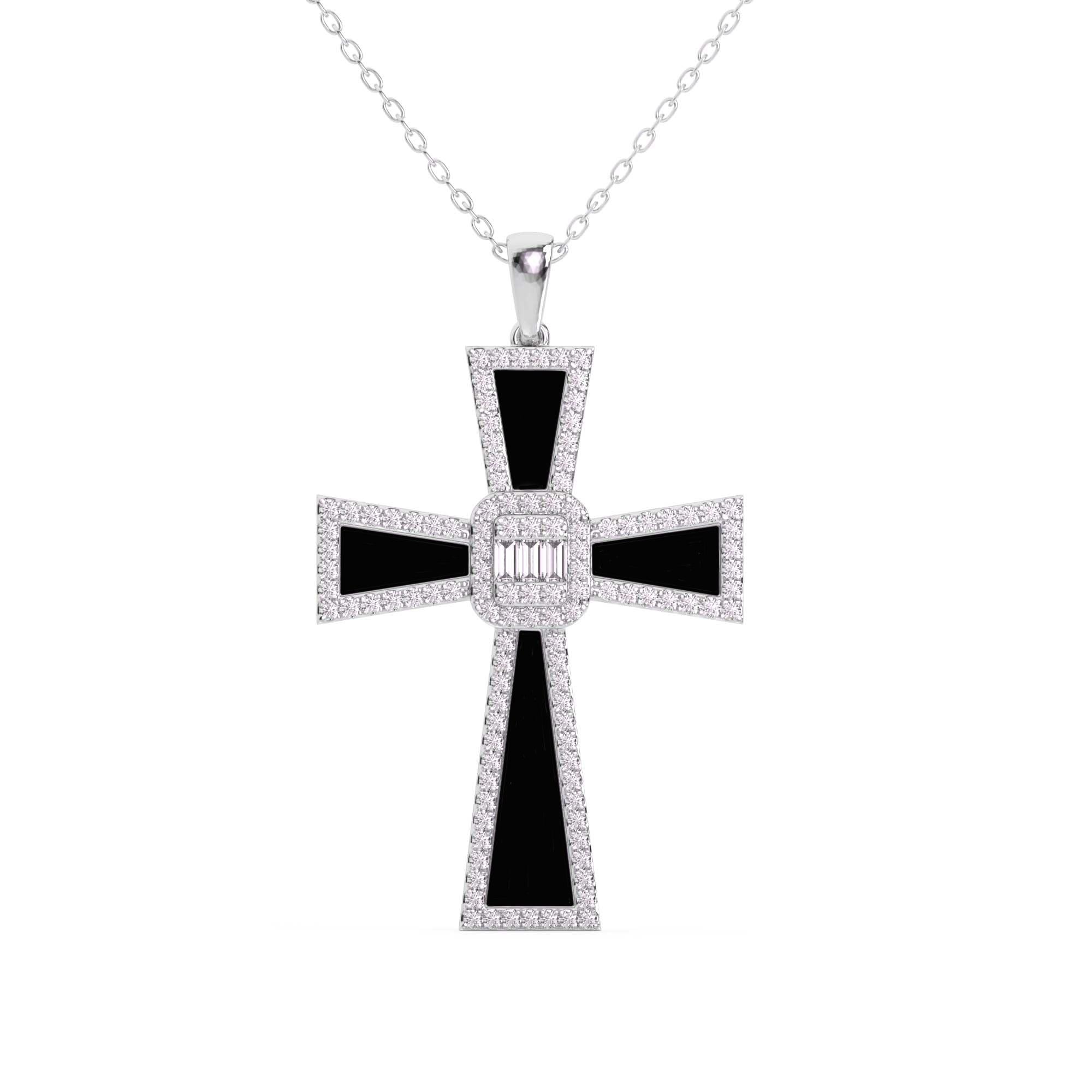 Black and White Cross Pendant 7/8Ctw - Pendant - gemstone - jewelry