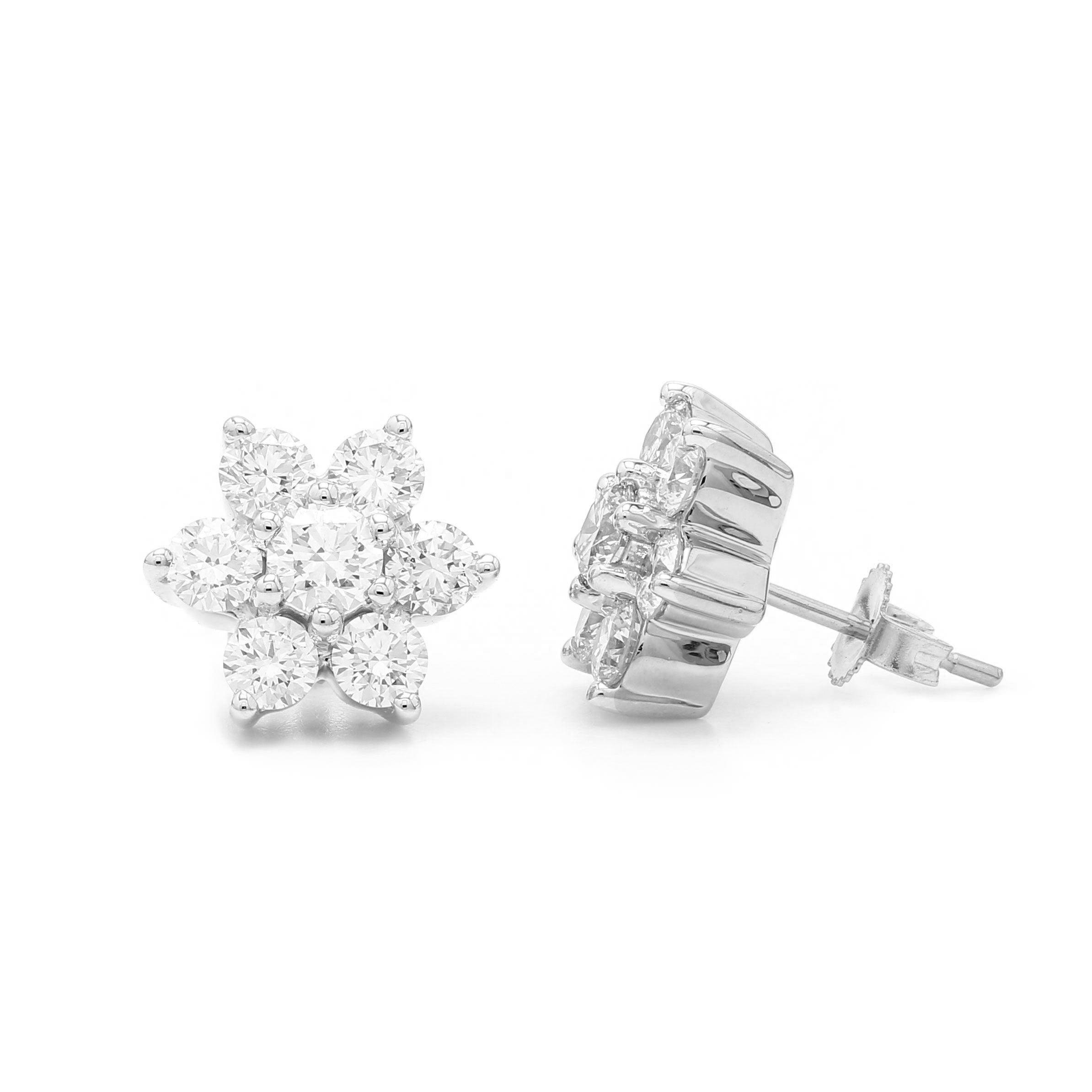 Diamond Flower Earrings in 14KRG outlets over Sterling Silver 1/2 carat!