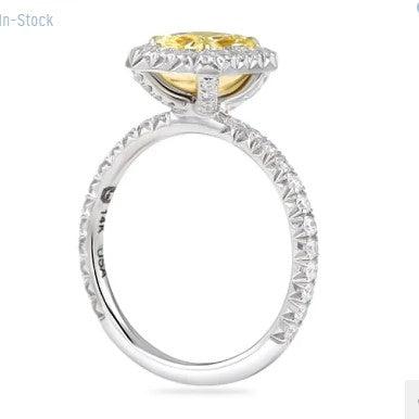 Custom .50 CTTW D-F, VS Lab Grown Diamond Platinum Setting With 14Kt Yellow Gold Basket, Size 3.5 - - gemstone - jewelry