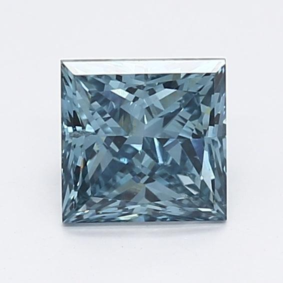 Loose 1.01 Carat Intense Blue SI2 IGI Certified Lab Grown Princess Diamonds