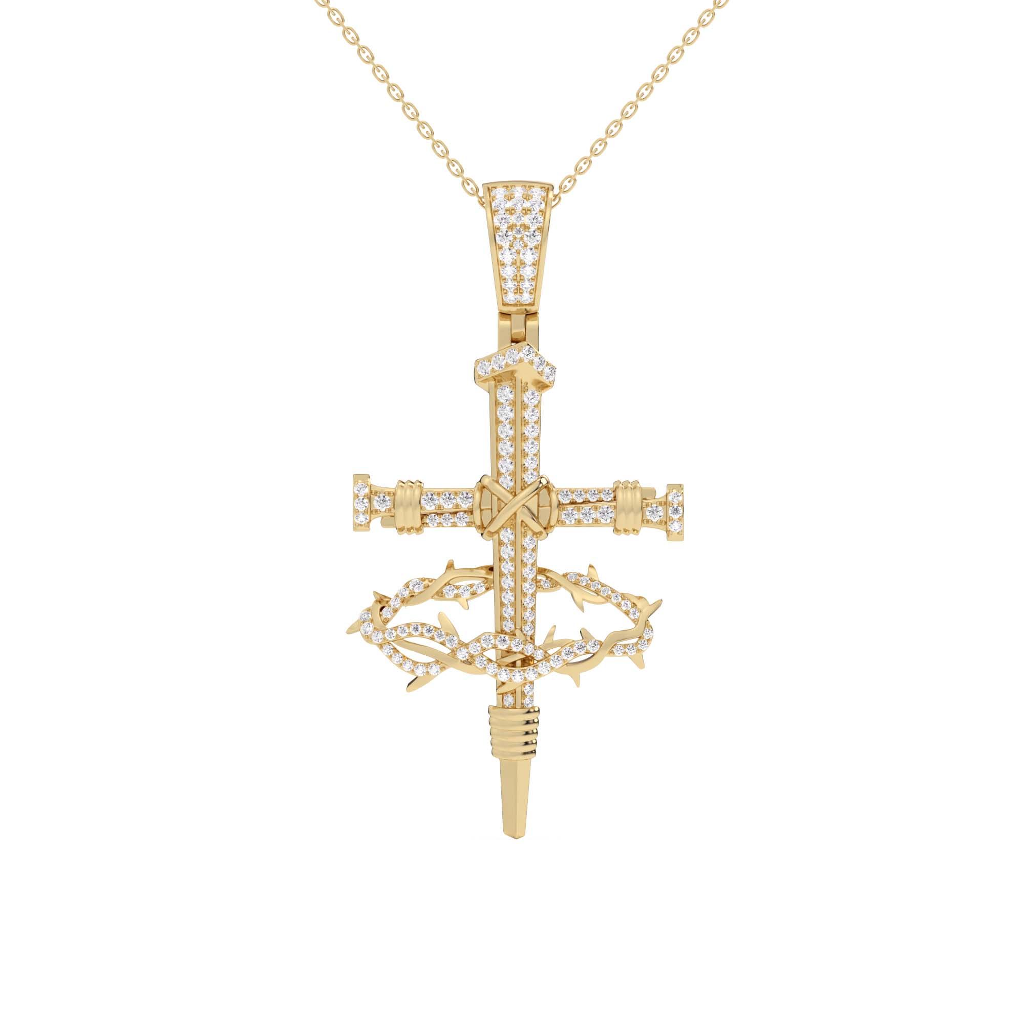 Nail & Crown Cross 7/8Ctw Pendant - Pendant - gemstone - jewelry