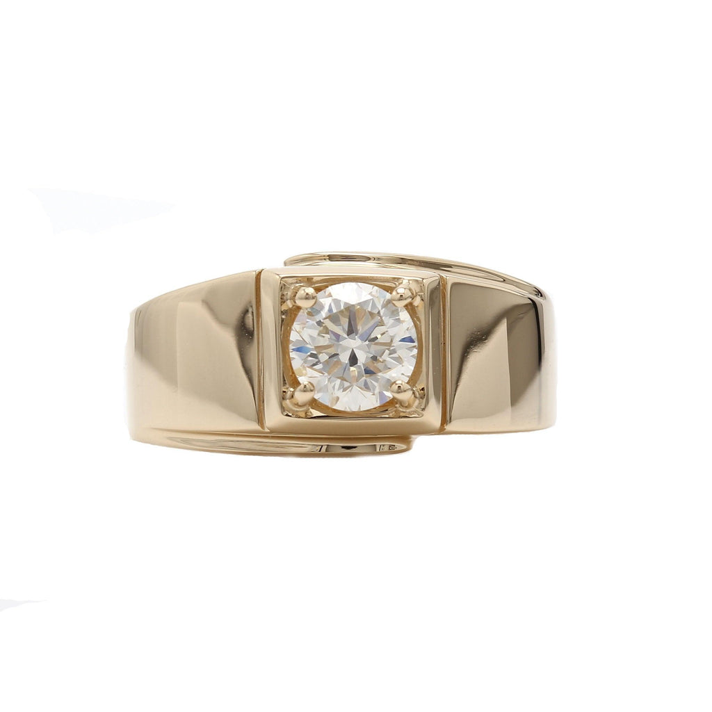 MRC - Men's Flat Brush Polish Diamond Wedding Ring in White Gold